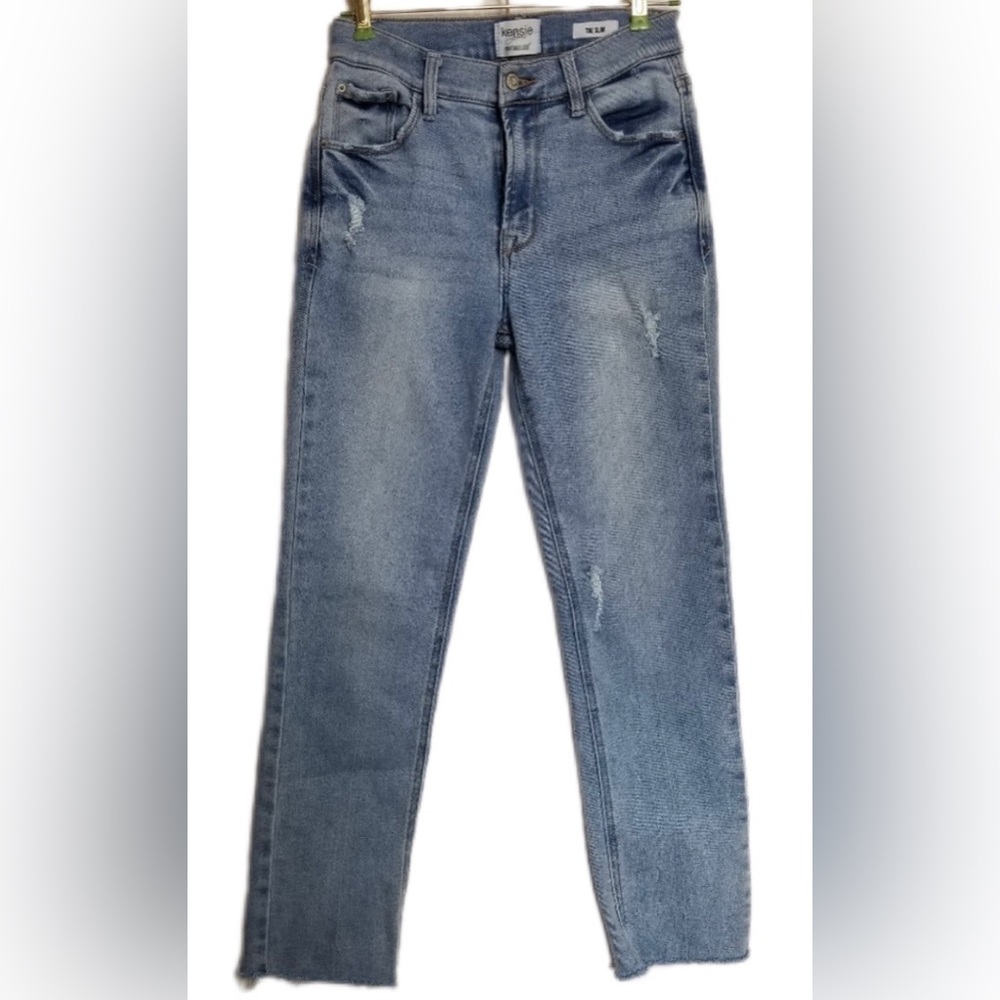 KENSIE Vintage Luxe The Slim High-Rise Raw Hem Distressed Jeans Sz. 4
